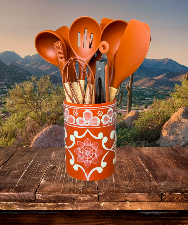Terracotta: Mi Pedacito de México Barro 12-Piece Utensil & Holder Set – Nuestra Casita Co. | Handcrafted Terracotta, Artisan-Made, Sustainable, Veteran-Owned