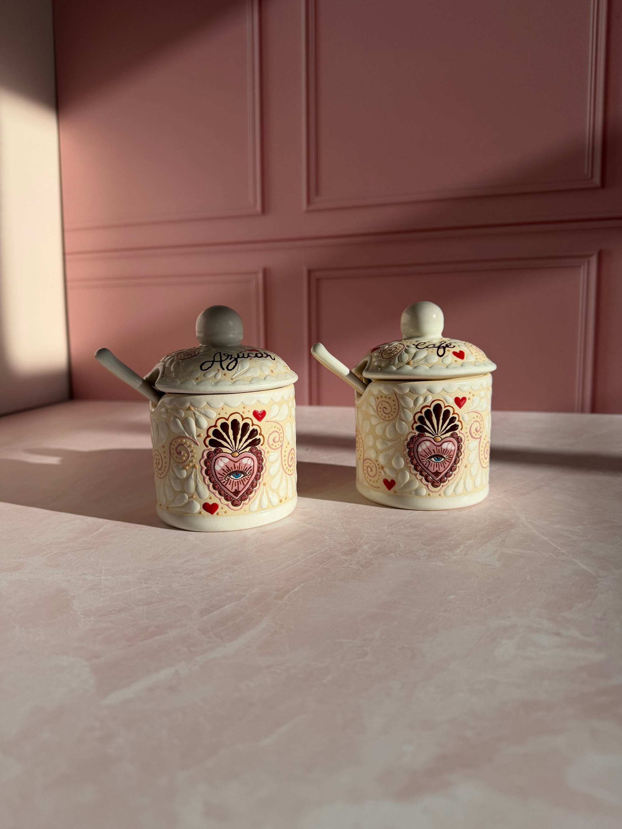 Amor Sagrado Azucarero y Cafetero | Coffee and Sugar holder | PRE-ORDER 6-14 WEEKS